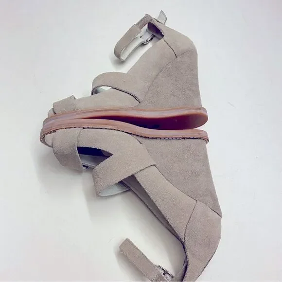 Jeffrey Campbell Dakota leather Suede tan nude Wedge sandal pumps size 8 - Picture 5 of 8